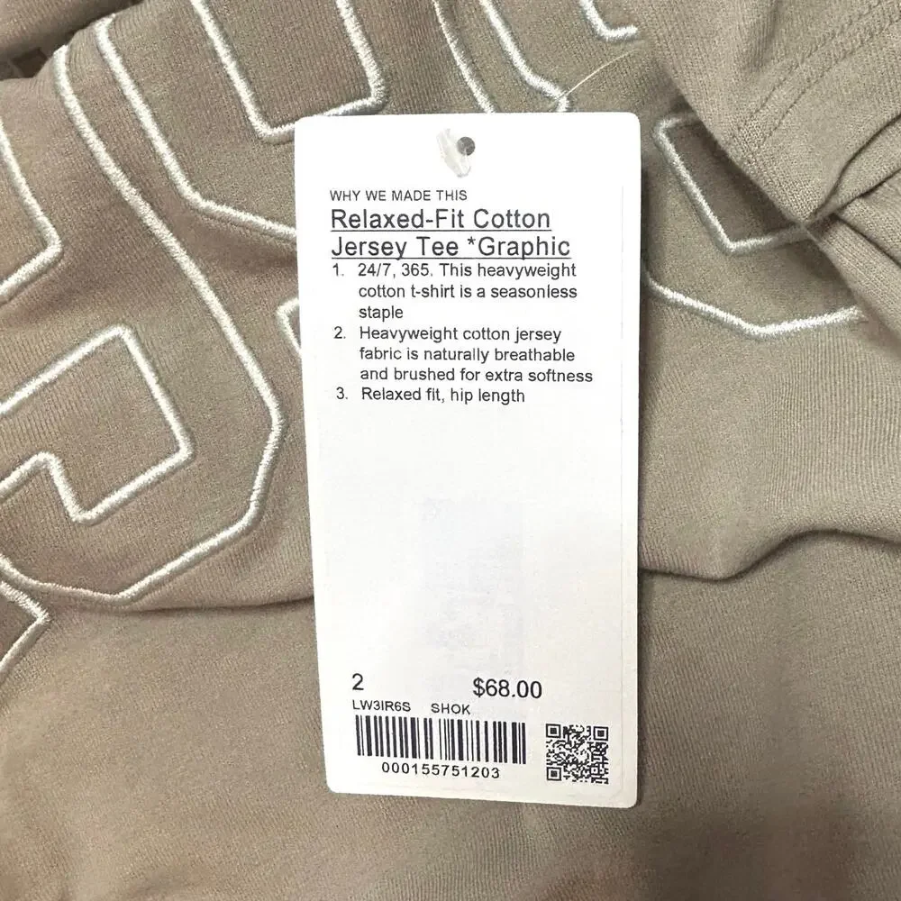 NWT Lululemon Relaxed-Fit Cotton Jersey T-Shirt *Graphic Sheer Oak Size 2 - Picture 3 of 6